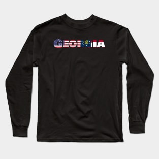 Georgia State Flag/America Flag Logo Long Sleeve T-Shirt